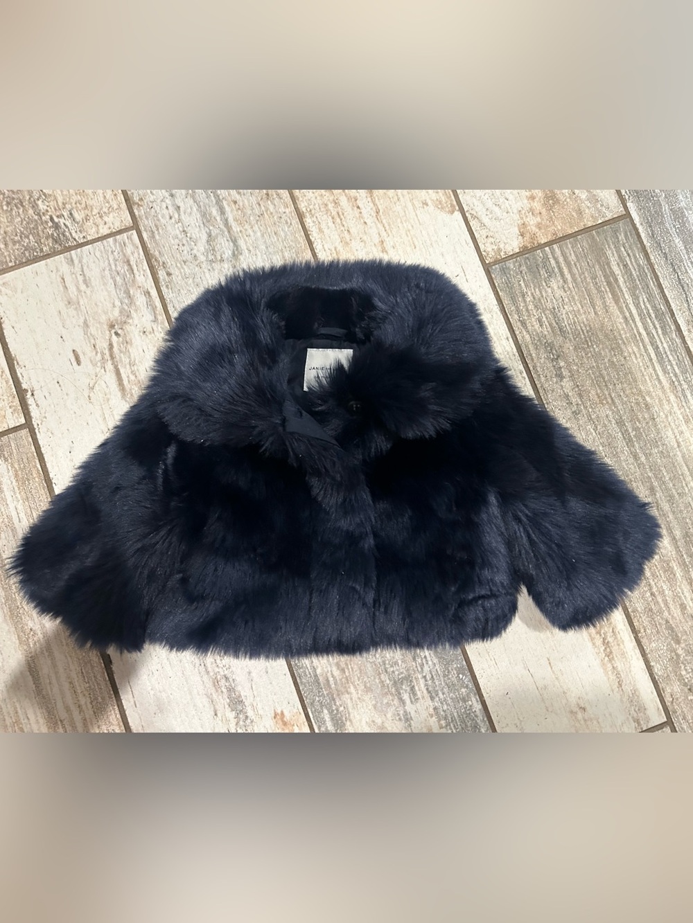 Janie and Jack Navy Faux Fur Coat (sz 18-24 months)
